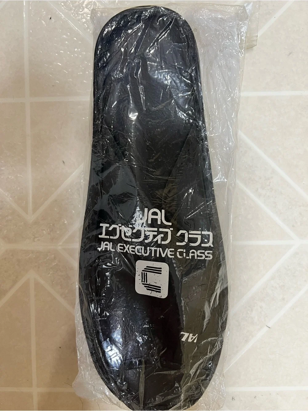 Vintage JAL Executive First Class Black  Slippers in plastic -See Measurment-NEW